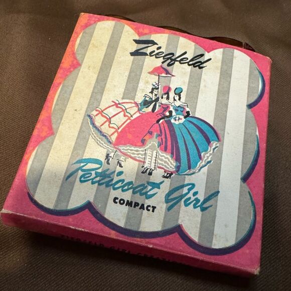 Pink and Blue Vintage Compact with Dancing Figures - Picture 2 of 7